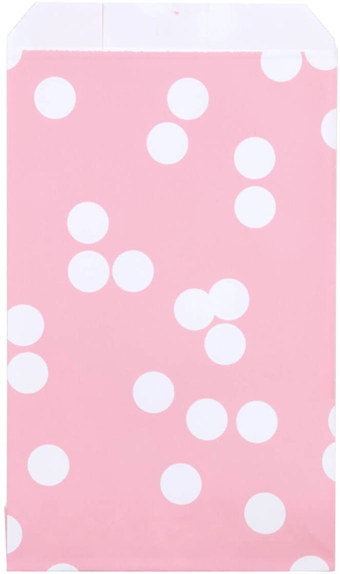 200x Papieren Zakjes Dots Roze 12x19cm