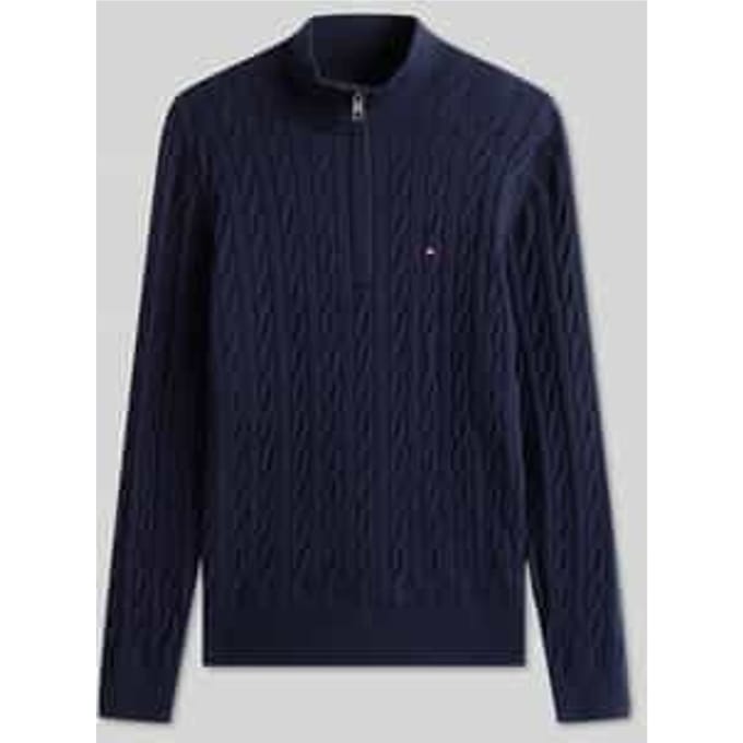 Tommy Hilfiger Pullover classic cotton cable zip mock mw0mw36532/dw5