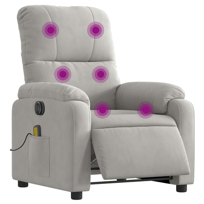 vidaXL - Massagestoel - elektrisch - verstelbaar - microvezelstof - lichtgrijs