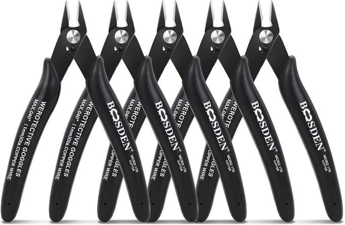 Flush Cut Pliers Set - 5 Inch Precision Wire Cutters for Crafts & Electronics