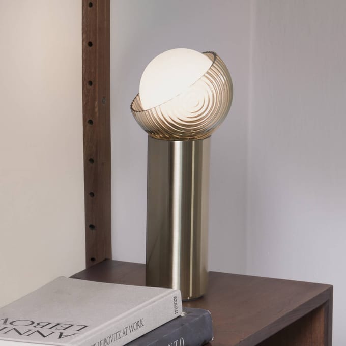 IDEAL LUX tafellamp Bloom messing/amber hoogte 27 cm