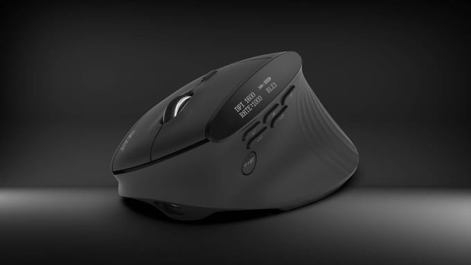 Acer Smart Fit - mouse - vertical - 2.4 GHz Bluetooth 5.0 - black - Muis - Laser - 10 knoppen - Zwart