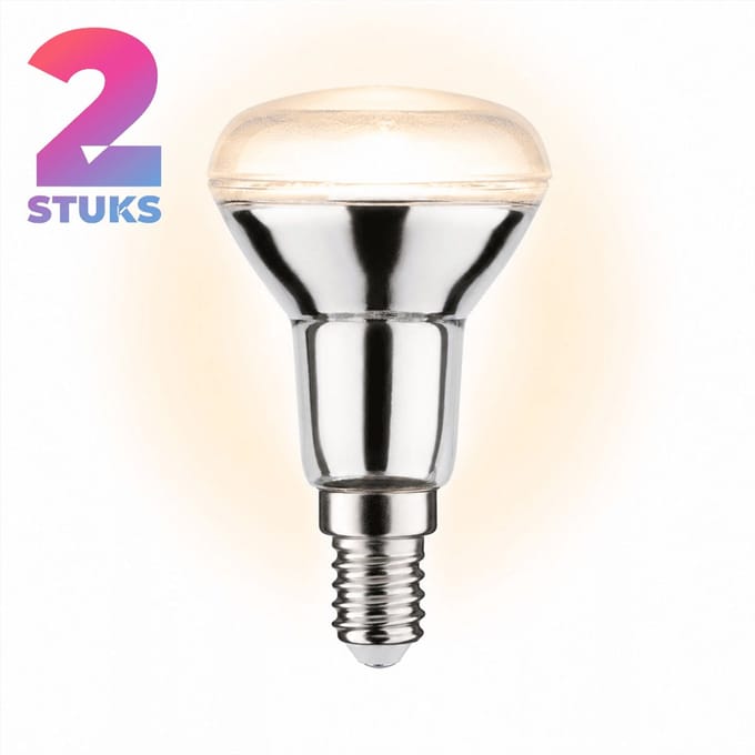 2x Reflector Gloeilamp E14 - 25W - Warm Wit Licht (2700K) - 150 lm - 1 jaar - Dimbaar - R50