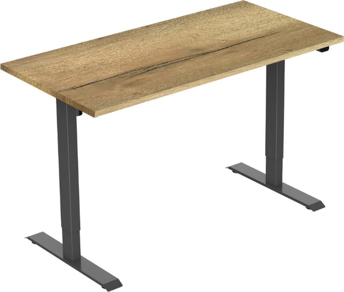 GAME HERO Marvel Bureau Elektrisch Verstelbaar 2 Motorig - 140x80cm - Zwart Frame - Natuur Eiken Blad