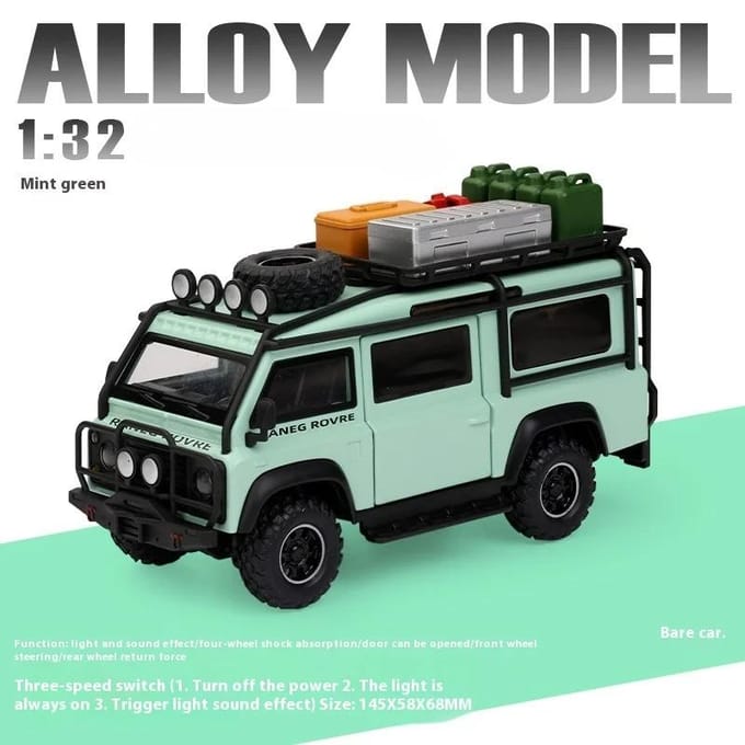 1:32 Defender Van Diecast Metaal Off-Road Voertuigen Auto Legering Camper Model Geluid Licht Kinder Cadeau
