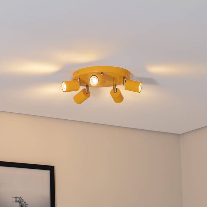 Luminex Fun plafondspot, geel, Ø 30 cm, verstelbaar, GU10