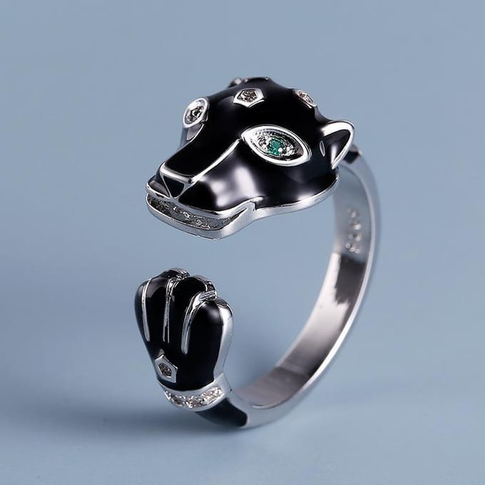 Schattige Dierlijke Vorm Enamel Luipaard Ring Niche Persoonlijkheid Verstelbare Ring opening adjustable gray