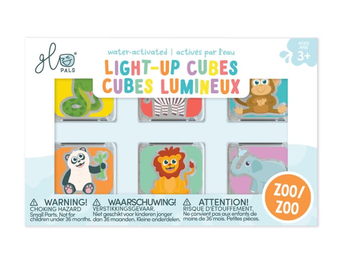 Glo Pals - light up cubes - Badspeelgoed - Zoo - Sensory Play - 6 stuks
