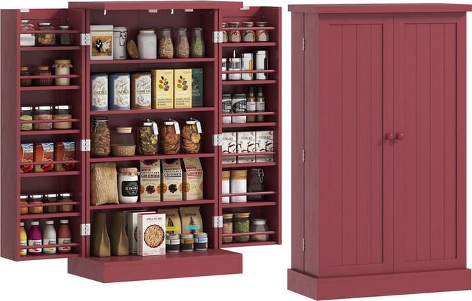 HOMCOM-Voorraadkasten-MDF-60x30x104cm-Rood