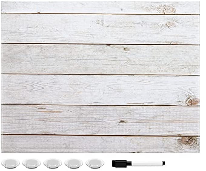 Magnetisch Memobord - Uitwisbaar Whiteboard - 1 stuk - Houten Planken Look - 43 x 33 cm