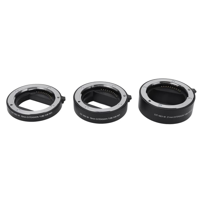 Autofocus Macro Verlengbuis Adapterring 10mm 16mm 21mm voor Sony E-mount Lenzen black