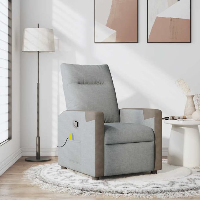 vidaXL - Massagestoel - verstelbaar - stof - lichtgrijs