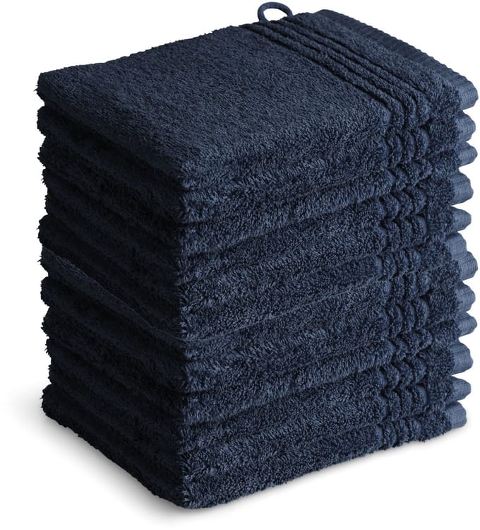 OUTLET BADTEXTIEL - set van 12 - washand 16x21 - navy