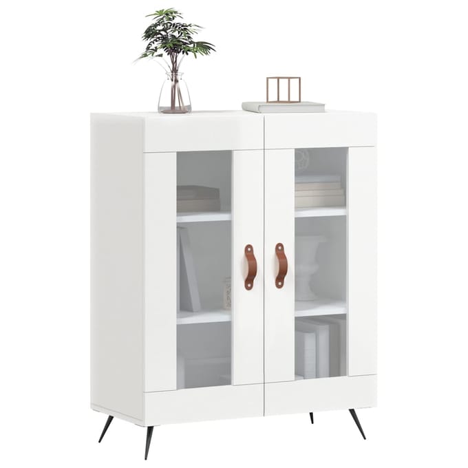 vidaXL - Dressoir - 69,5x34x90 - cm - bewerkt - hout - hoogglans - wit