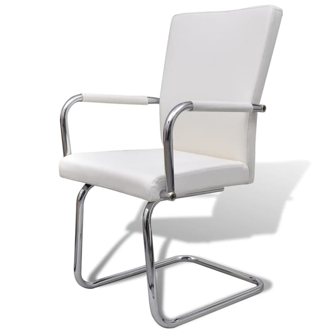 vidaXL - Eetkamerstoelen - 2 - st - kunstleer - wit