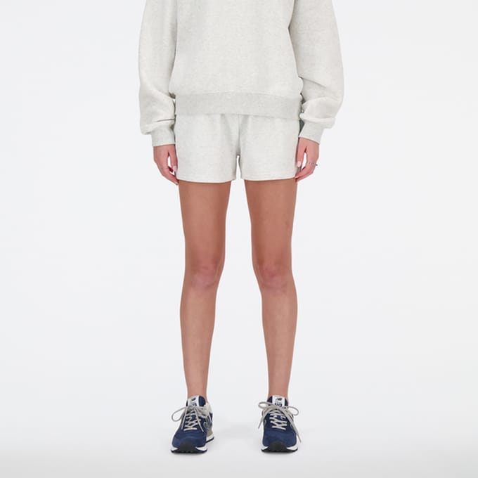New Balance Essentials Korte Broeken Dames - Grijs - Maat M - Katoen Jersey