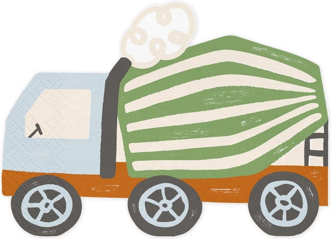 PARTYDECO - 20 Bouwvrachtwagen servetten 16 x 13 cm