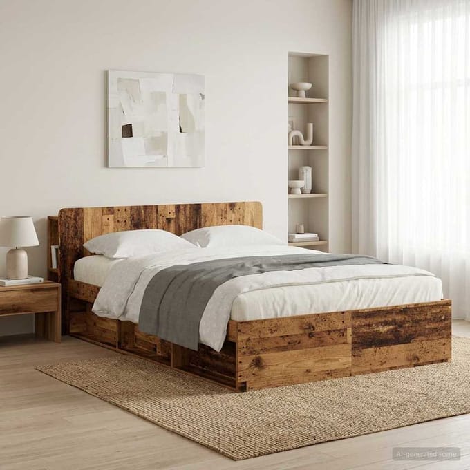 vidaXL - Hoofdeinde - Kast - met - opslag - Oud - hout - Bewerkt - hout