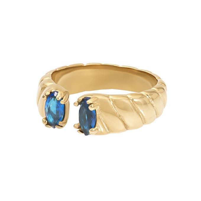 Fame-Adore Capri Blue-Goudkleurig-Dames Ring