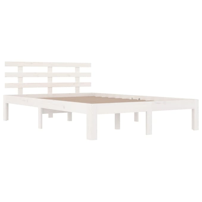 vidaXL - Bedframe - massief - hout - wit - 140x200 - cm