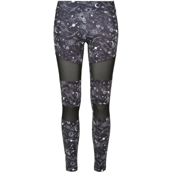 Urban Classics - Tech Mesh AOP blackuniverse Sportlegging - L - Zwart