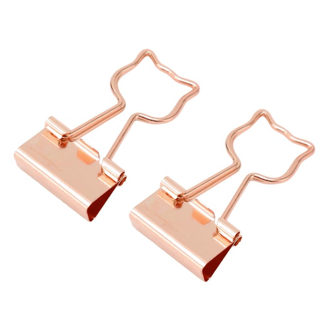 100pcs Pinces à Reliure Forme Chat Métal Fer Creux Compact Portable Amusant Pinces à Reliure pour Documents or