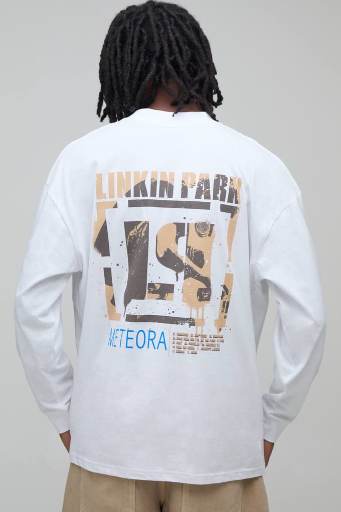Regular Long Sleeve Linkin Park Licentie Print T-shirt | White | Size Small