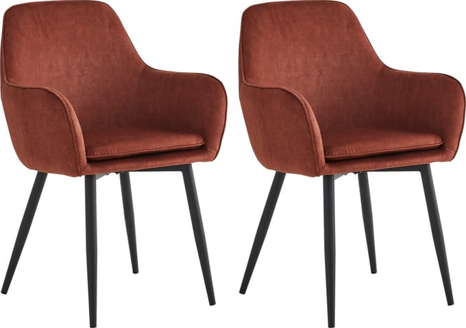 Colenis® - Levan eetkamerstoel - Set Van 2 - Bordeaux - Adoré Velvet - Industrieel - Met armleuning