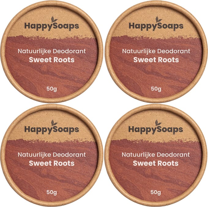 4x HappySoaps Natuurlijke Deodorant Sweet Roots (1 jaar voorraad)