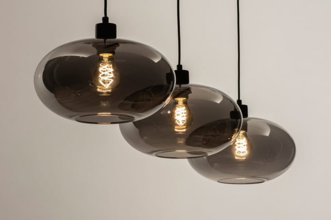 Lumidora Hanglamp 31008 - OSLO - 3 Lichts - E27 - Zwart - Grijs - Metaal