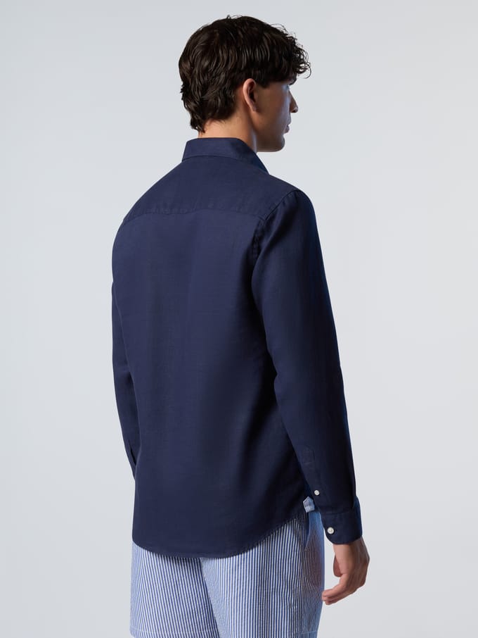 North Sails Overhemd Linnen met geborduurd logo