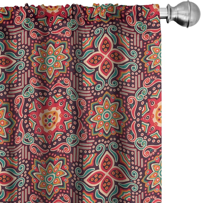 ABAKUHAUS Microvezel Doodle – 2x gordijnen 75x245 cm – veelkleurig
