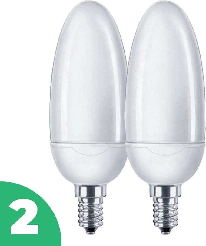 Sidef Kaarslamp Spaarlamp E14 - 11W - Daglicht - Niet Dimbaar - 2 stuks
