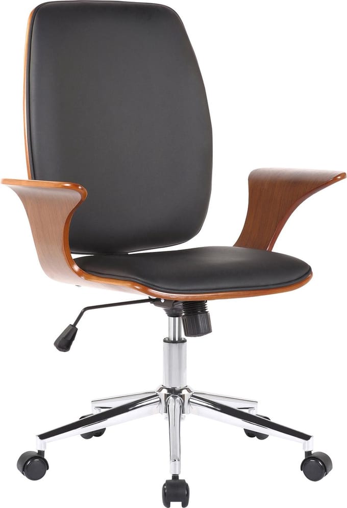CLP Burbank Bureaustoel walnoot/zwart Imitatieleer
