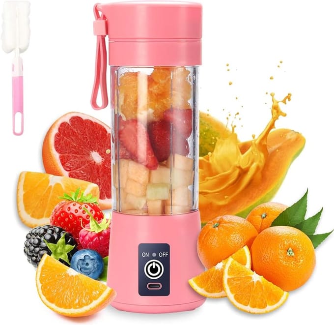 Draagbare Blender - Persoonlijke Juicer - Smoothies Maken - USB Oplaadbaar - 380 ml - Roze