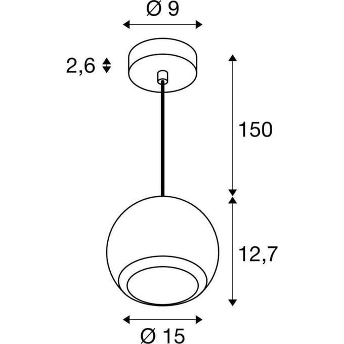 SLV hanglamp Light Eye 150, wit, Ø 15 cm, metaal