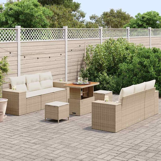 vidaXL - Tuinbank - Set - Beige - en - Crème - [Synthetisch]: - Poly - Riet