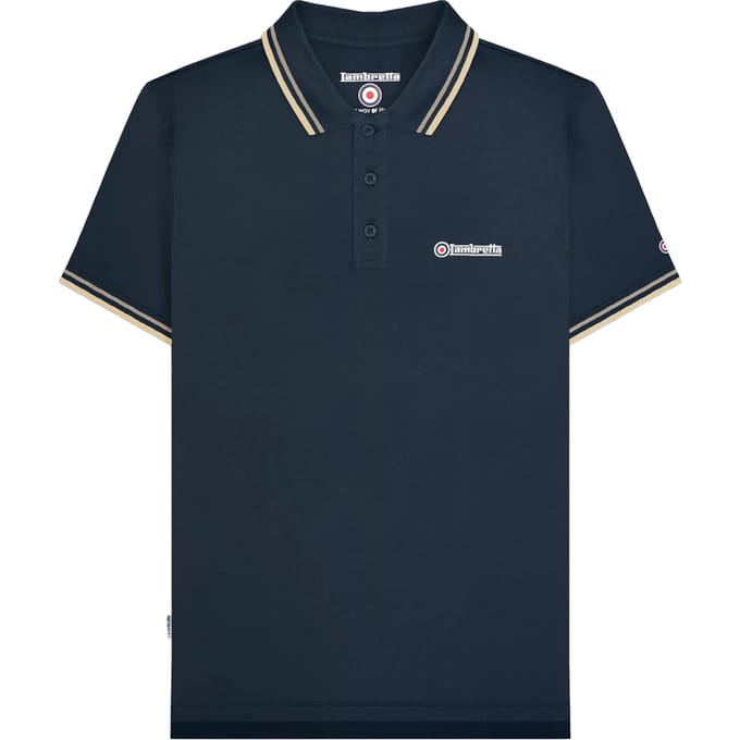 Lambretta Heren SS25 Twin Tip Poloshirt (Marine/Cinder)