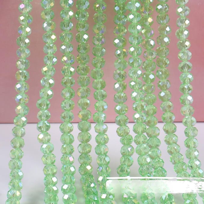 Perle de Verre Taillée Plate 8mm, Perle Roue, Accessoire de Bijoux DIY, Perle de Bracelet, Perle Libre en Cristal 8mm 63pcs vert