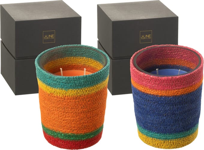 J-Line geurkaars Mand - Woody Aurora - mix - medium - 2 stuks - 55U