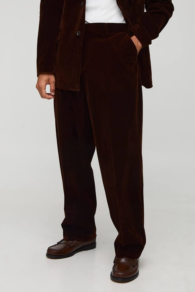 Relaxed Velour Trouser | Chocolate | Size 40