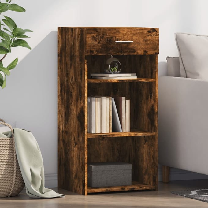 vidaXL - Dressoir - 45x42,5x93 - cm - bewerkt - hout - gerookt - eikenkleurig