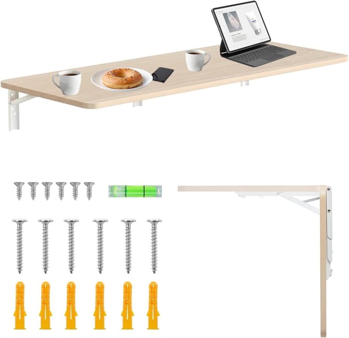 Opvouwbare Wandplank - Inklapbare Tafel - Ruimte Besparen - Veiligheidsvergrendeling Waterpas - 100x40 cm - Wit