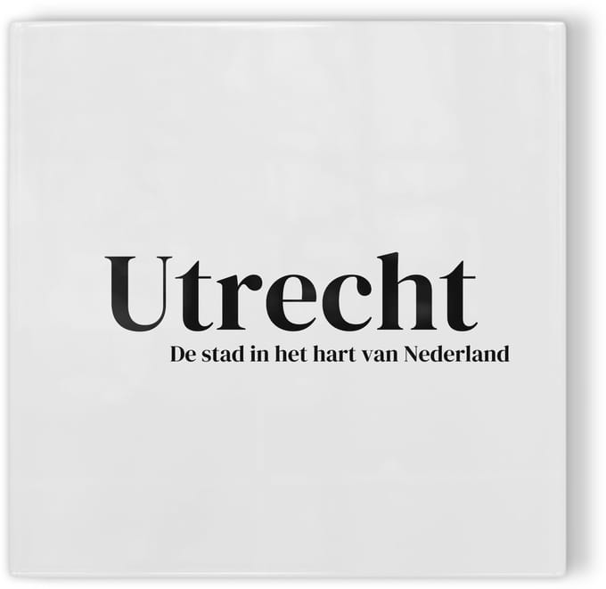 Tegeltje Utrecht - wit zwart - tegeltje stad - tegeltje met tekst