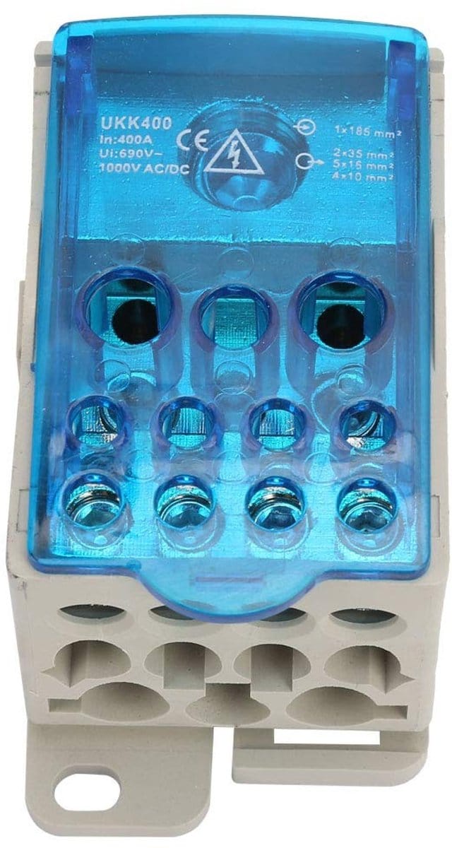 Dailygoods - Verdeelkast voor rail-aansluitklemmen - Universele power junction box - 400A - Robuuste constructie - Elektrische kabelaansluiting -...