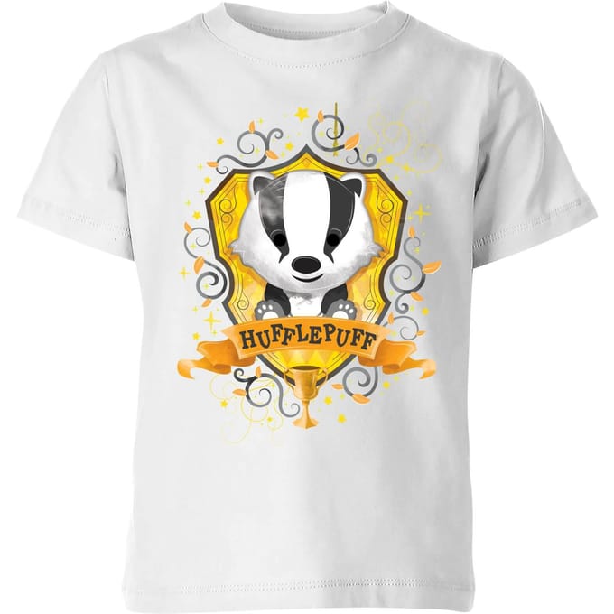 Harry Potter Hufflepuff Kids' T-Shirt - White - 146/152 (11-12 jaar)