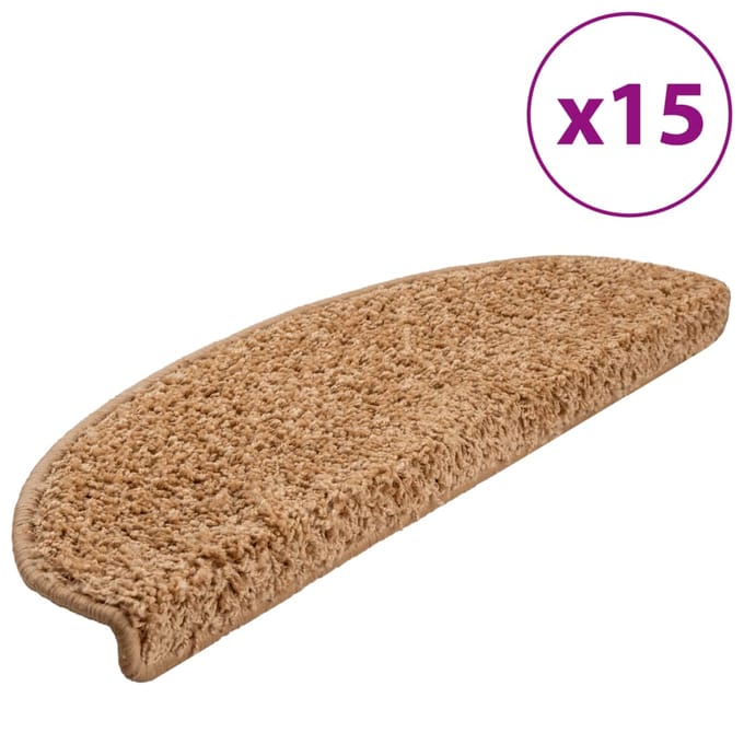 vidaXL - Trapmatten - 15 - st - 65x21x4 - cm - Beige - Halfrond - Groot