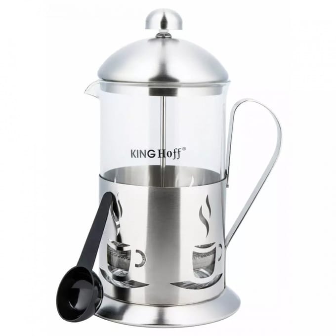 Kinghoff - French Press - 600ml - Roestvrij Staal - Glas - Vaatwasmachinebestendig