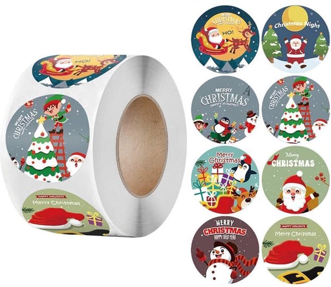 Without Lemon - Kerststickers 2023 - 500 stuks - Sticker size: 2.5cm - Klein - Kerst - Cadeau - Versiering - Verpakking