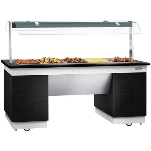 GGM Gastro Buffettheke warm DUBLIN - 2000mm - mit Bainmarie & Rollen - für 5x GN 1/2